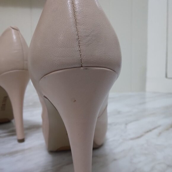 Nine West | "Camya" Peep Toe Heels Nude Blush Beige | Size 9M - Picture 11 of 12